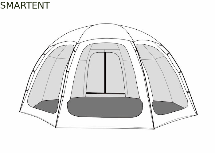 Tenda da campeggio esterno in policottone impermeabile a ottagono con palo a telaio in alluminio 4*4*2.4M fornitore