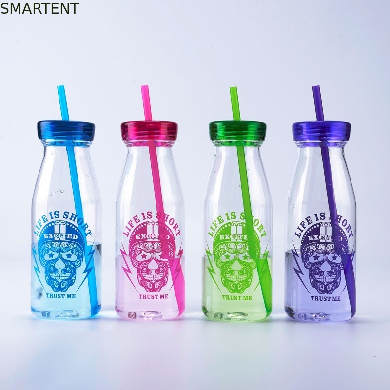 Bottiglie di acqua di plastica promozionali 450ML di allenamento della bottiglia della bevanda di modo con Straw Milk Flask fornitore