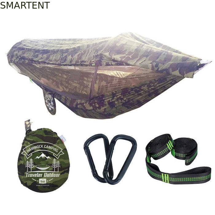 Camouflage anti zanzara portatile da esterno leggero 70D Ripstop Nylon Camping Hammock 270 * 140CM fornitore