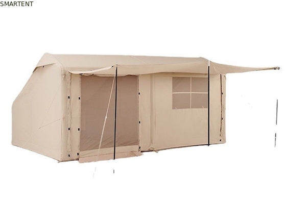 Tende da campeggio all'aperto 410*270*200CM impermeabile Beige cotone Tenda gonfiabile per 3-4 persone stile Forest Hut leggero e resistente per avventure all'aperto fornitore