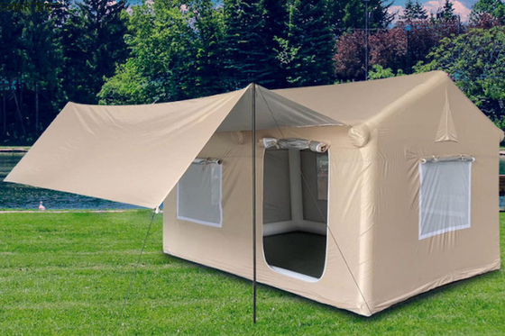 Tende da campeggio all'aperto 410*270*200CM impermeabile Beige cotone Tenda gonfiabile per 3-4 persone stile Forest Hut leggero e resistente per avventure all'aperto fornitore