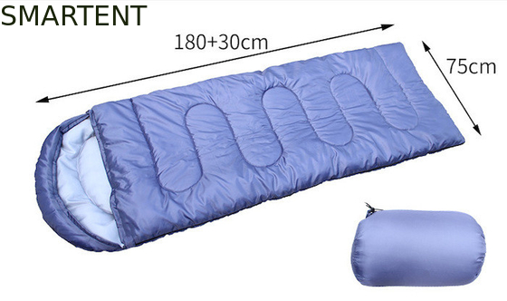 Customized 210*75CM Blue Waterproof 190T Polyester Outdoor Mountain Sleeping Bags per il clima freddo fornitore