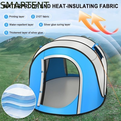 102*75*39 pollici mono strato argento supporto poliestere 210T impermeabile Pop Up tenda da campeggio per 2-4 persone con finestre a maglia fornitore
