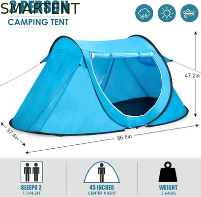 86.6*37.4*47.2 Inch Blue Pop Up Camping Tent Con Ventilato Mesh Windows 2 Persone Capacità Disegno impermeabile fornitore