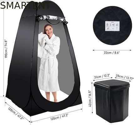 47.2*47.2*74.8 pollici di poliestere rivestito d'argento nero pop up tenda di privacy con protezione UV per eventi di campeggio sulla spiaggia fornitore