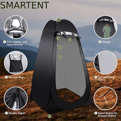 47.2*47.2*74.8 pollici di poliestere rivestito d'argento nero pop up tenda di privacy con protezione UV per eventi di campeggio sulla spiaggia fornitore