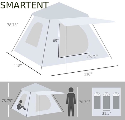 118*118*78.75 Inch 2-3 Persone Impermeabile Automatica Pop Up Tent Camping con pali di fibra di vetro e finestre a maglia fornitore