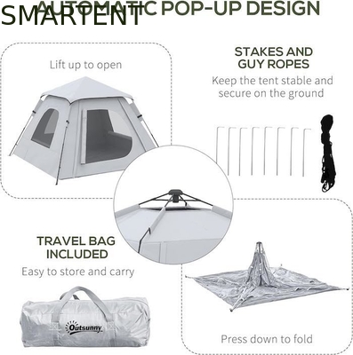 118*118*78.75 Inch 2-3 Persone Impermeabile Automatica Pop Up Tent Camping con pali di fibra di vetro e finestre a maglia fornitore