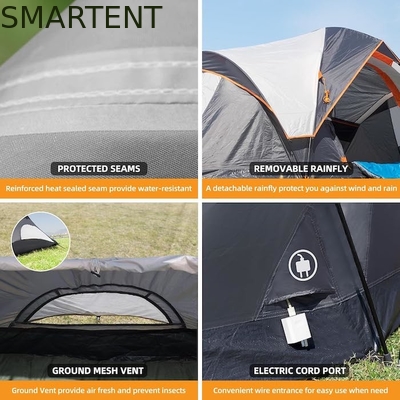410*210*140CM Tenda da campeggio in poliestere grigio con pavimento impermeabile / finestre a maglia fornitore