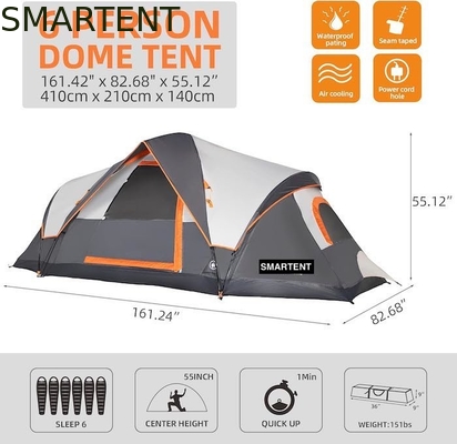 410*210*140CM Tenda da campeggio in poliestere grigio con pavimento impermeabile / finestre a maglia fornitore