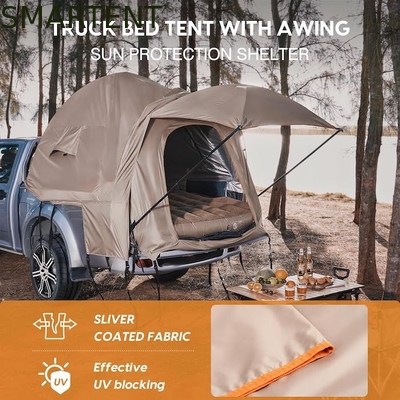 82.7*66.9*66.9Inch Khaki 210D Silver Coated Polyester Pickup Truck Tent Con Finestre Ventilate Per Campeggio Esterno fornitore
