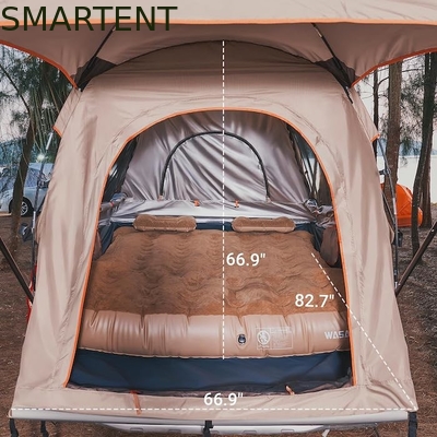 82.7*66.9*66.9Inch Khaki 210D Silver Coated Polyester Pickup Truck Tent Con Finestre Ventilate Per Campeggio Esterno fornitore