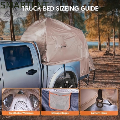82.7*66.9*66.9Inch Khaki 210D Silver Coated Polyester Pickup Truck Tent Con Finestre Ventilate Per Campeggio Esterno fornitore