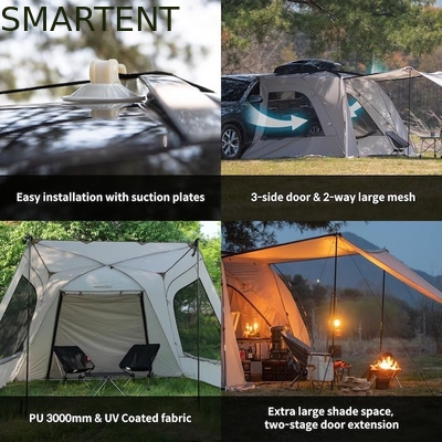 2.49*3.20*1.91M Tenda da campeggio per auto grigio portatile impermeabile PU3000MM tessuto di poliestere rivestito per avventure all'aperto fornitore