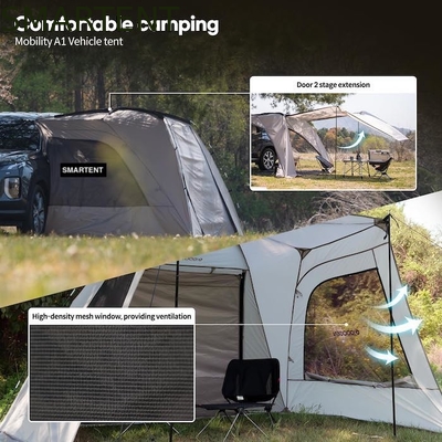2.49*3.20*1.91M Tenda da campeggio per auto grigio portatile impermeabile PU3000MM tessuto di poliestere rivestito per avventure all'aperto fornitore