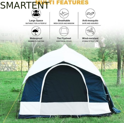 2.44*2.44*2.19M 6 Persone Blu impermeabile rivestito di poliestere Car Camping Tent con 2 finestre 4 stagione Quick Setup fornitore