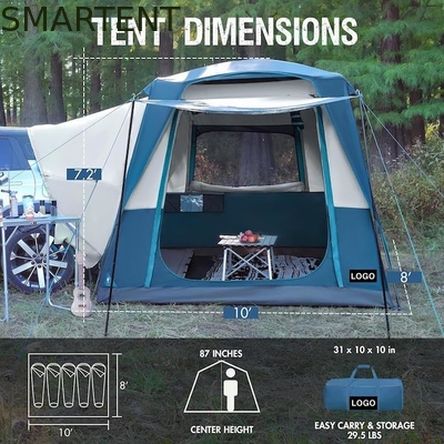 3.05*2.44*2.21M Personalizzabile 4 Stagioni Colore Blu Impermeabile PU2000MM Rivestito di poliestere Mobile Car Camping Tent fornitore
