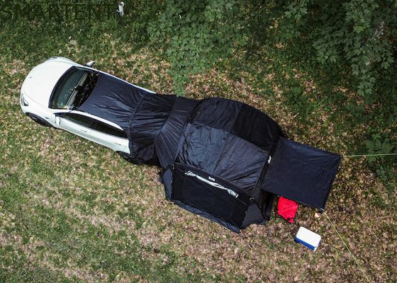 Tenda da campeggio in fibra di vetro in poliestere nera impermeabile a riposo per il modello Y, facile da installare e migliore ventilazione fornitore