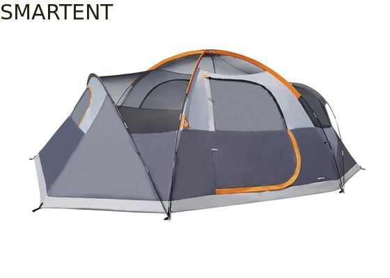 Acquistare 4.57*2.74*1.78M Tenda da campeggio per 8 persone all'aperto doppio strato grigio impermeabile rivestito in poliestere per attività di 3 stagioni fabbricazione online
