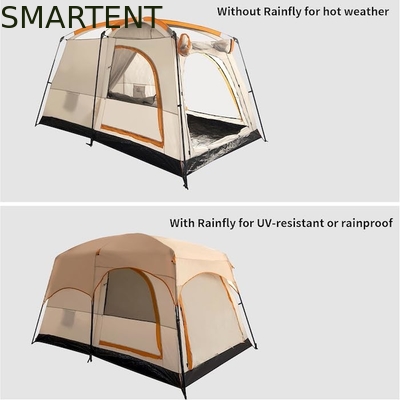 4-persona 3.3*2.1*1.85M Outdoor All Weather Khaki impermeabile rivestito in poliestere 2-house design tenda da campeggio fornitore