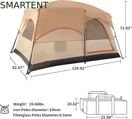 4-persona 3.3*2.1*1.85M Outdoor All Weather Khaki impermeabile rivestito in poliestere 2-house design tenda da campeggio fornitore