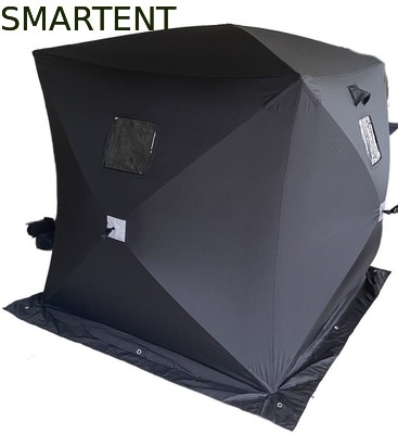 147X147X165CM Tenda da lavoro in esterno nera in fibra di vetro impermeabile rivestito in poliestere 150D uno uomo Flip Over Ice Shelter fornitore