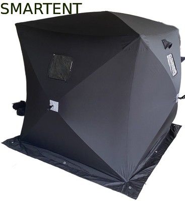 Acquistare 147X147X165CM Tenda da lavoro in esterno nera in fibra di vetro impermeabile rivestito in poliestere 150D uno uomo Flip Over Ice Shelter fabbricazione online