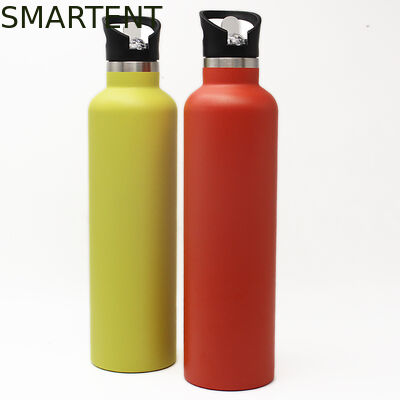 Acquistare Verniciatura su misura multi-capacità colore giallo 304 in acciaio inossidabile all'aperto stile americano bocca larga bottiglie di acqua di allenamento isolato con manico di trasporto fabbricazione online