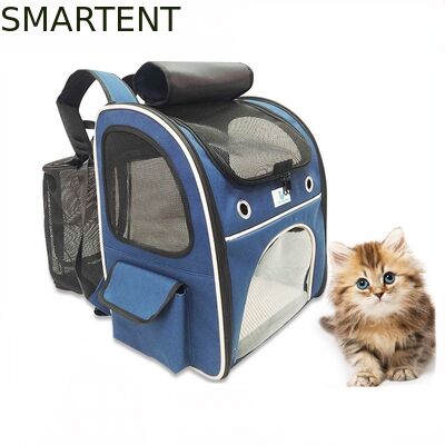Washable Blue Polyester Oxford Expandable Pet Rucksack Travel Bag Durable Non Toxic Ideal For Indoor Outdoor Pet Owners Needing Safe And Easy To Clean Travel Gear fornitore