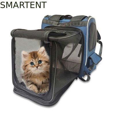 Washable Blue Polyester Oxford Expandable Pet Rucksack Travel Bag Durable Non Toxic Ideal For Indoor Outdoor Pet Owners Needing Safe And Easy To Clean Travel Gear fornitore
