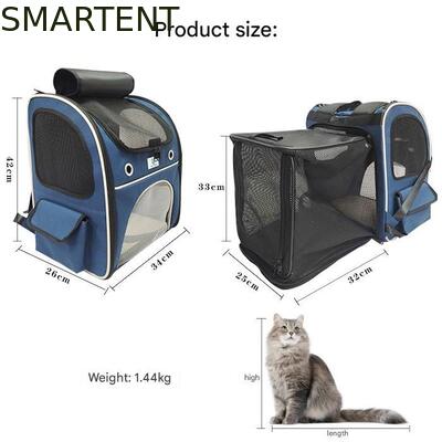 Washable Blue Polyester Oxford Expandable Pet Rucksack Travel Bag Durable Non Toxic Ideal For Indoor Outdoor Pet Owners Needing Safe And Easy To Clean Travel Gear fornitore