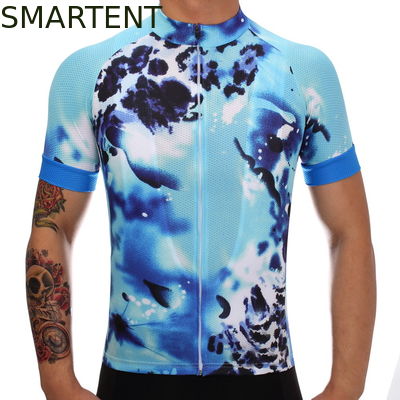 Acquistare Riciclaggio di guida del Jersey della ghiaia del poliestere dei Jersey 130g della bici su ordinazione blu del ciclista fabbricazione online