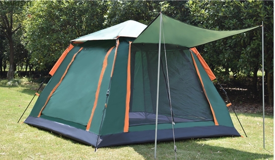 Tende da campeggio all'aperto a prova di sole e ventilato telaio in fibra di vetro automatico 210D poliestere 240*240*140cm Green Modern Design fornitore