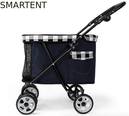 comprare Carrello blu del cane del carrello del trasportatore di Canvas Cozy Dog del cowboy sulle ruote 53x39x82cm fabbricazione online