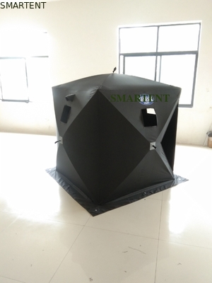 147X147X165CM Tenda da lavoro in esterno nera in fibra di vetro impermeabile rivestito in poliestere 150D uno uomo Flip Over Ice Shelter fornitore
