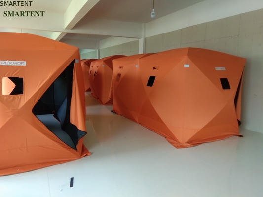 147X147X165CM Tenda da lavoro in esterno nera in fibra di vetro impermeabile rivestito in poliestere 150D uno uomo Flip Over Ice Shelter fornitore