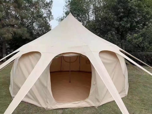 300*300*200CM 5M 280GSM Beige impermeabile rivestito di cotone Lotus Design Glamping Outdoor Camping Tent fornitore