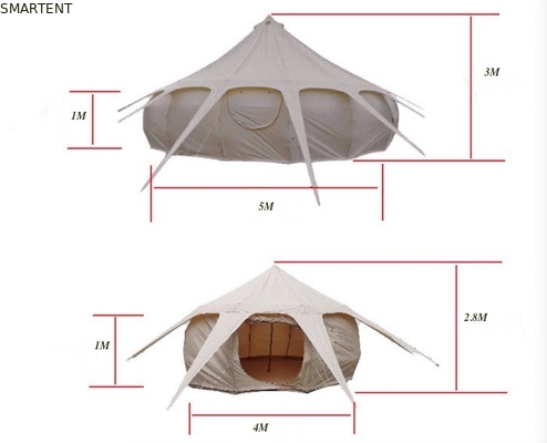 300*300*200CM 5M 280GSM Beige impermeabile rivestito di cotone Lotus Design Glamping Outdoor Camping Tent fornitore