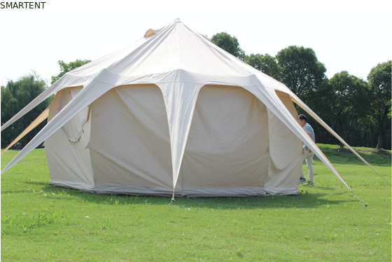 300*300*200CM 5M 280GSM Beige impermeabile rivestito di cotone Lotus Design Glamping Outdoor Camping Tent fornitore