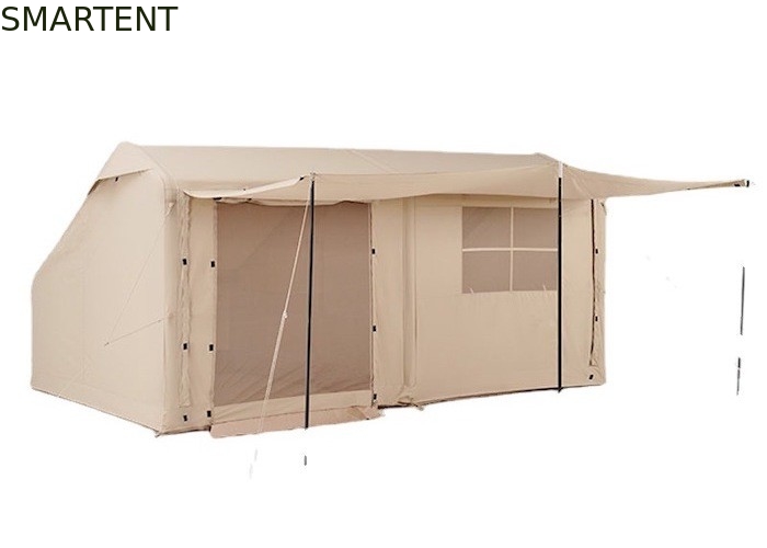 Tende da campeggio all'aperto 410*270*200CM impermeabile Beige cotone Tenda gonfiabile per 3-4 persone stile Forest Hut leggero e resistente per avventure all'aperto fornitore