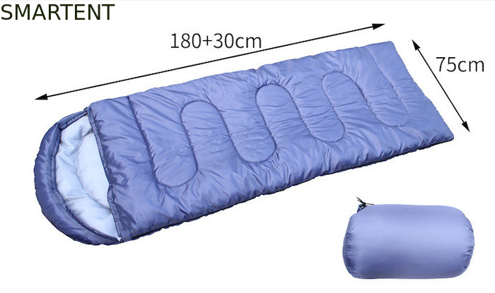 Customized 210*75CM Blue Waterproof 190T Polyester Outdoor Mountain Sleeping Bags per il clima freddo fornitore