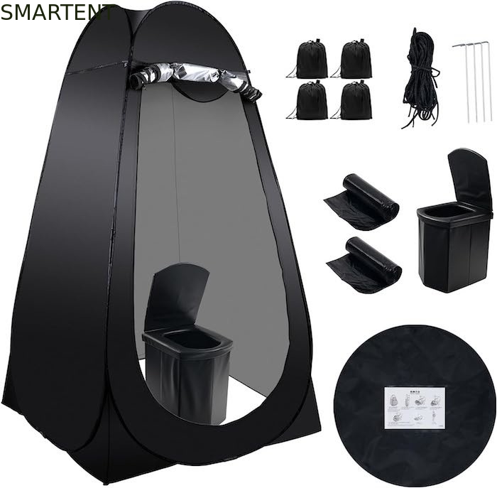 47.2*47.2*74.8 pollici di poliestere rivestito d'argento nero pop up tenda di privacy con protezione UV per eventi di campeggio sulla spiaggia fornitore