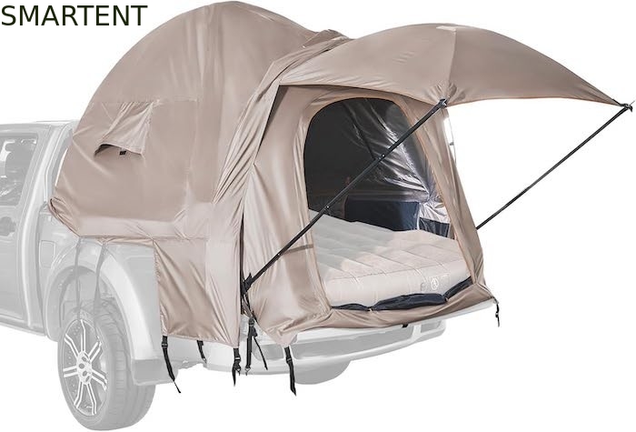 82.7*66.9*66.9Inch Khaki 210D Silver Coated Polyester Pickup Truck Tent Con Finestre Ventilate Per Campeggio Esterno fornitore
