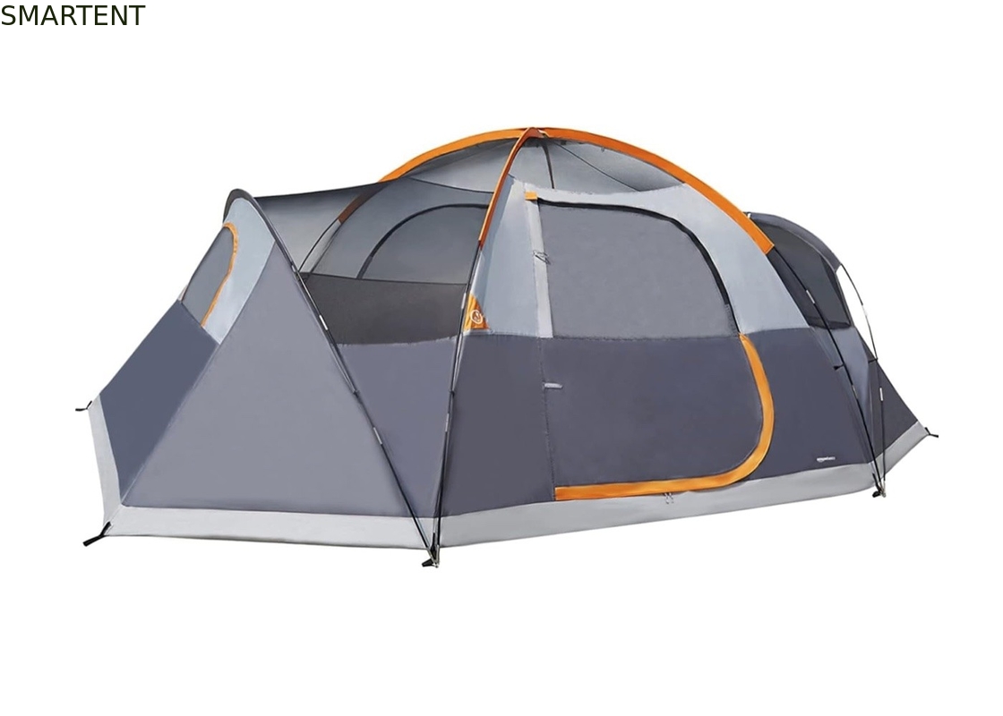 4.57*2.74*1.78M Tenda da campeggio per 8 persone all'aperto doppio strato grigio impermeabile rivestito in poliestere per attività di 3 stagioni fornitore