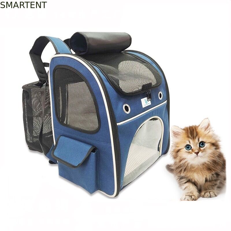 Washable Blue Polyester Oxford Expandable Pet Rucksack Travel Bag Durable Non Toxic Ideal For Indoor Outdoor Pet Owners Needing Safe And Easy To Clean Travel Gear fornitore