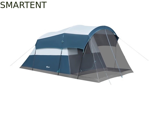 Campeggio all'aperto Attrezzature per genitori e bambini 6.1*2.44*1.93Meter Grande doppio colore blu-grigio impermeabile rivestito in poliestere Tenda di festa per famiglie adatta per 6-8 persone