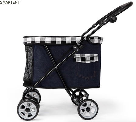 Carrello blu del cane del carrello del trasportatore di Canvas Cozy Dog del cowboy sulle ruote 53x39x82cm